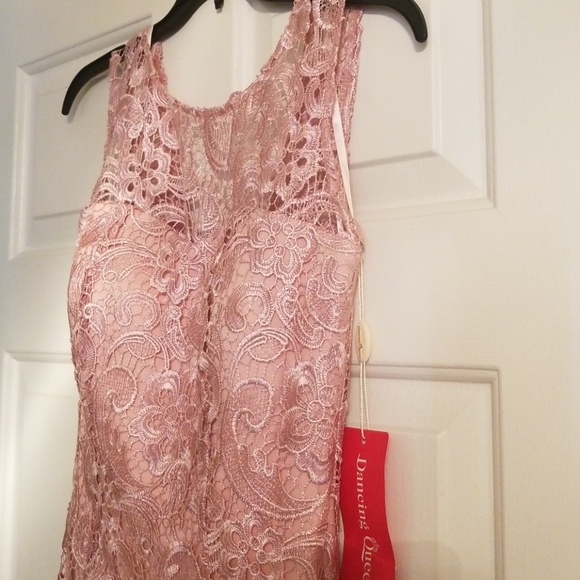 Dusty Rose Lace Short Dress - Picture 2 of 4